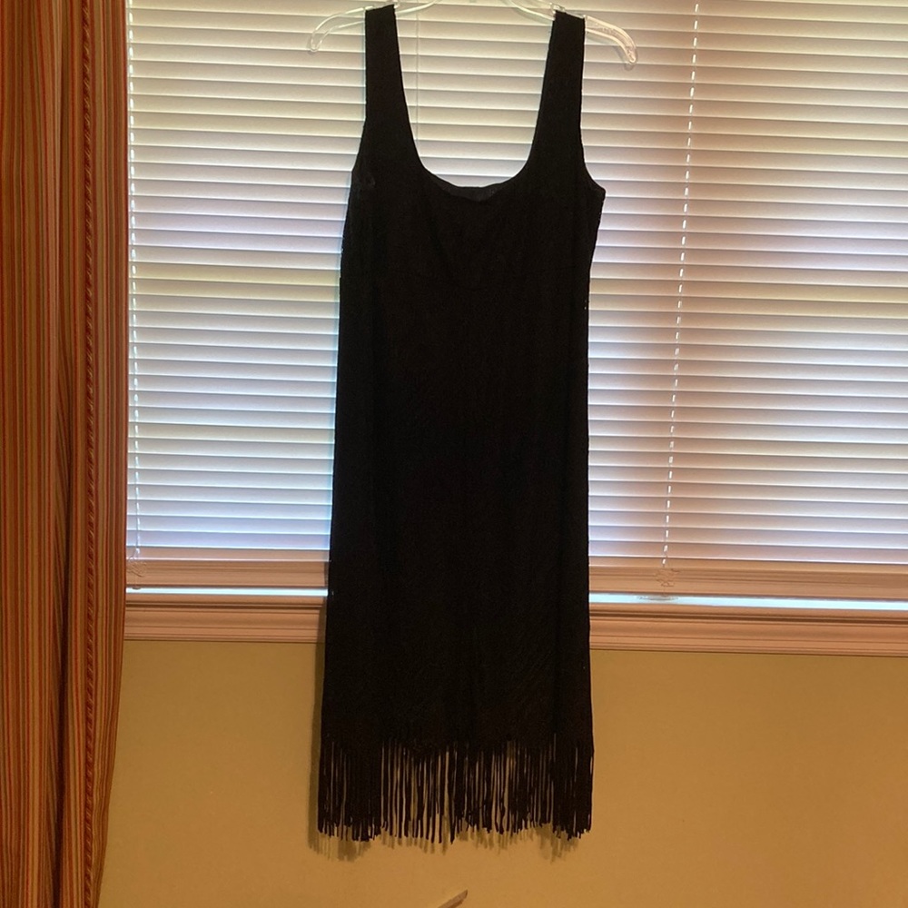 Black dress with fringe bottom! Size 14/16
